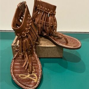 Sam Edelman Griffen Brown Fringe Sandals Women’s Size 5 NWT